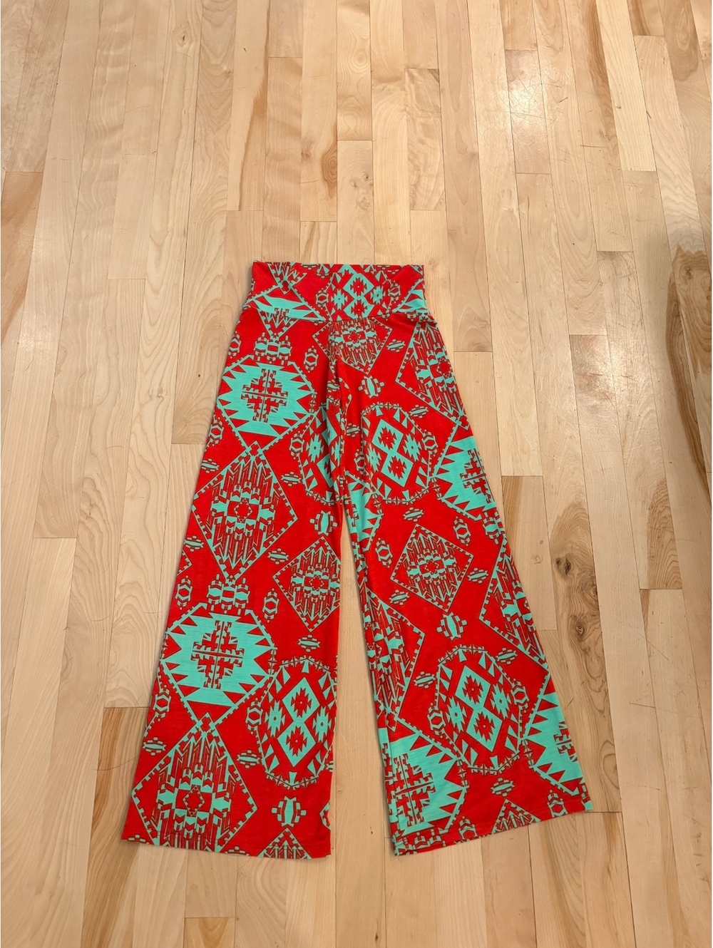 Pomelo Red and Green Aztec Palazzo Pants W22
